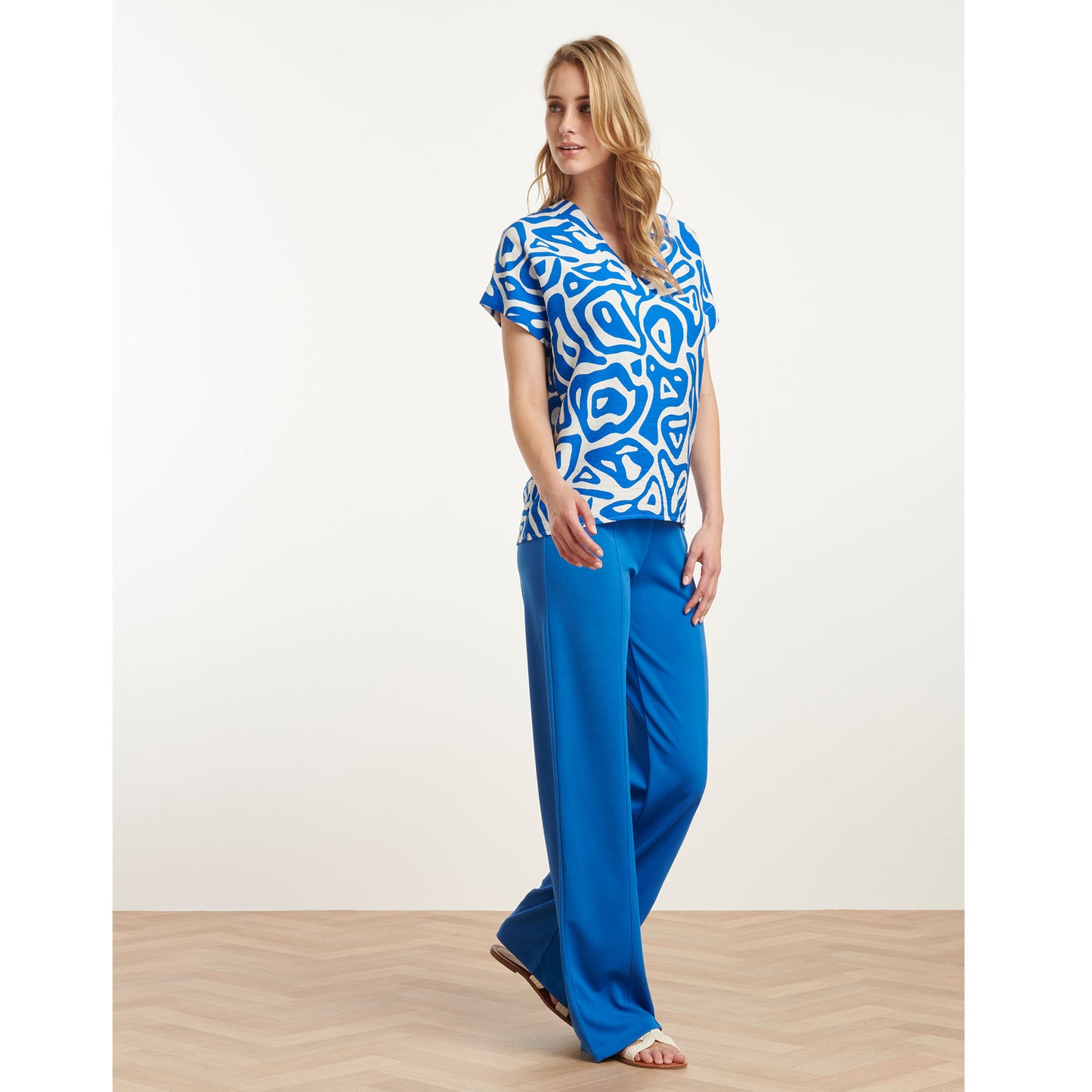 Tall Smashed Lemon Top Print Cobalt