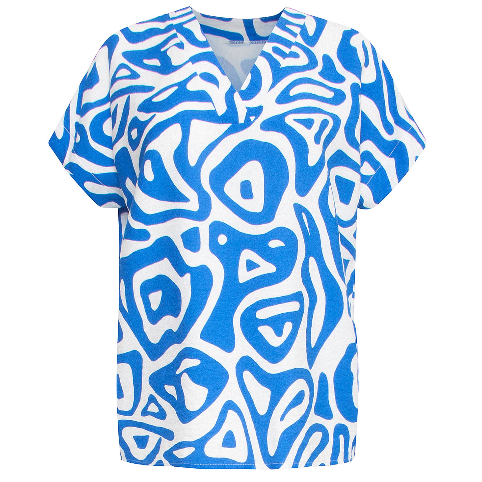 Tall Smashed Lemon Top Print Cobalt - lange vrouwen