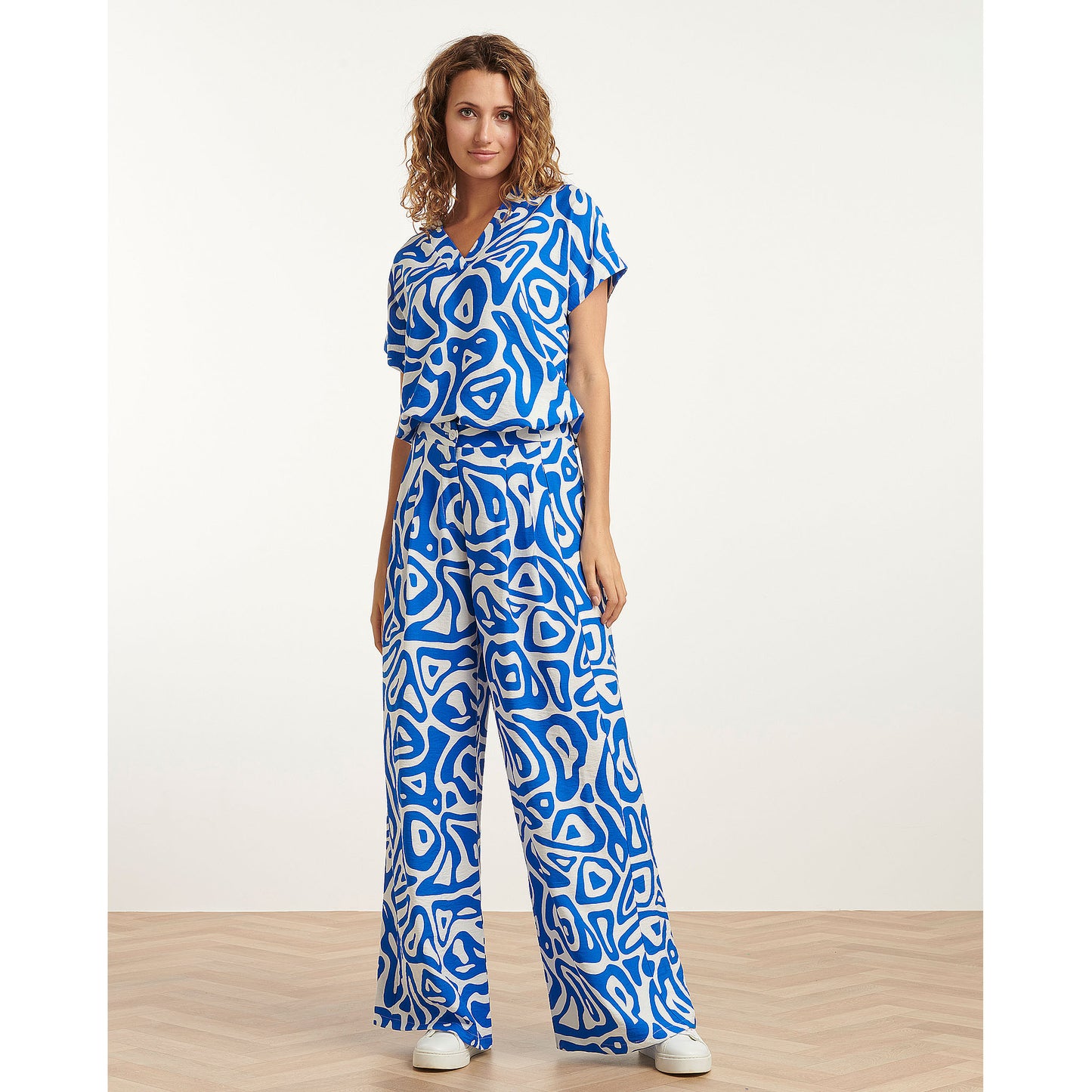 Tall Smashed Lemon Broek print Cobalt